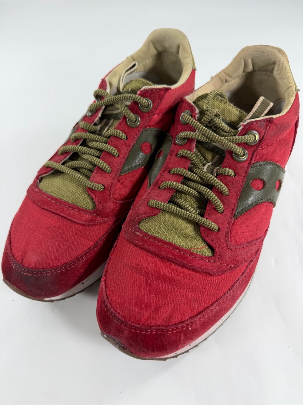 Saucony Jazz Original Red Olive Nylon Suede Sneakers Women’s 7 EU 40